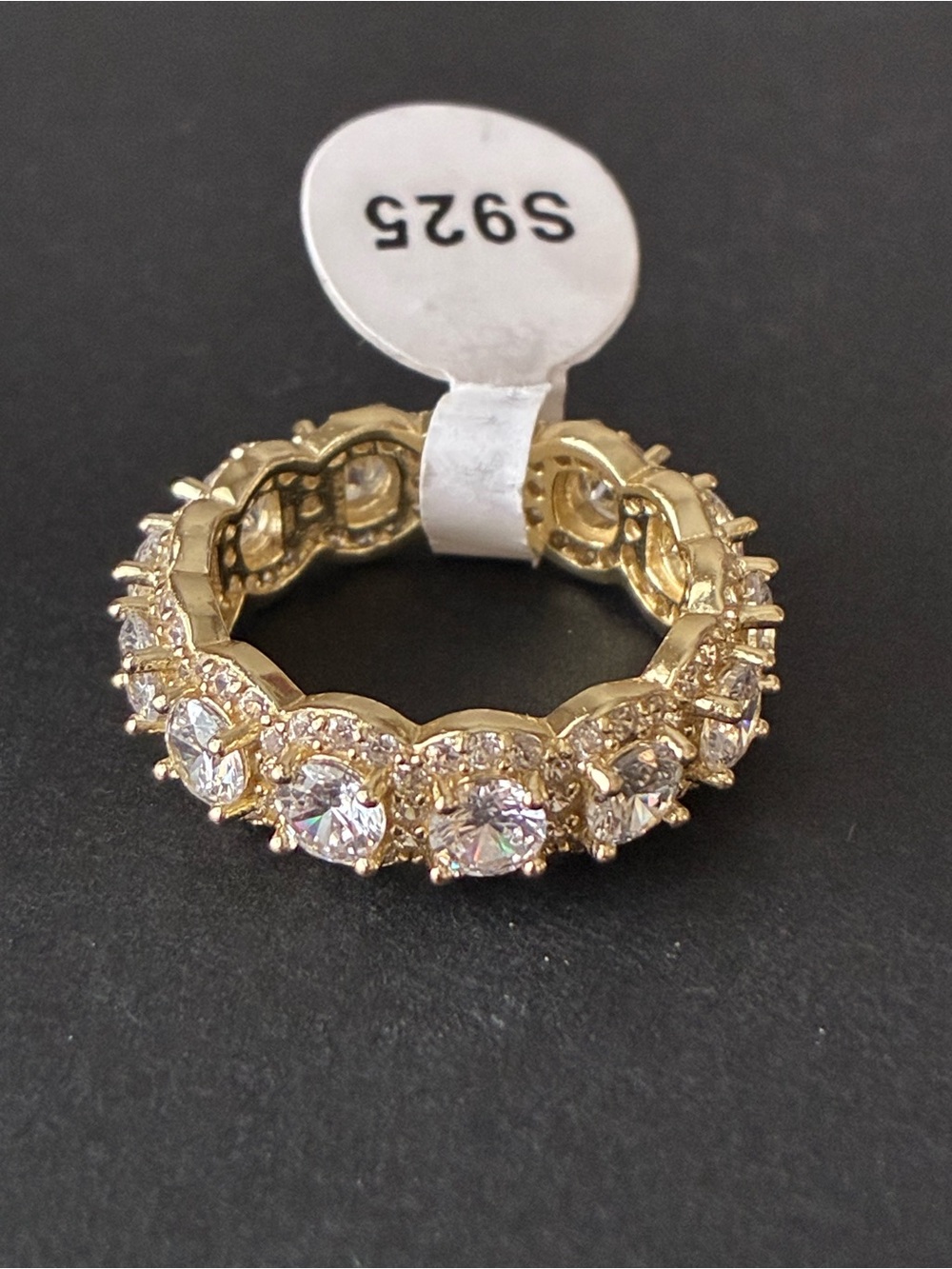 Sterling Silver 925 14k Gold Plated  Eternity Ring Sz 7